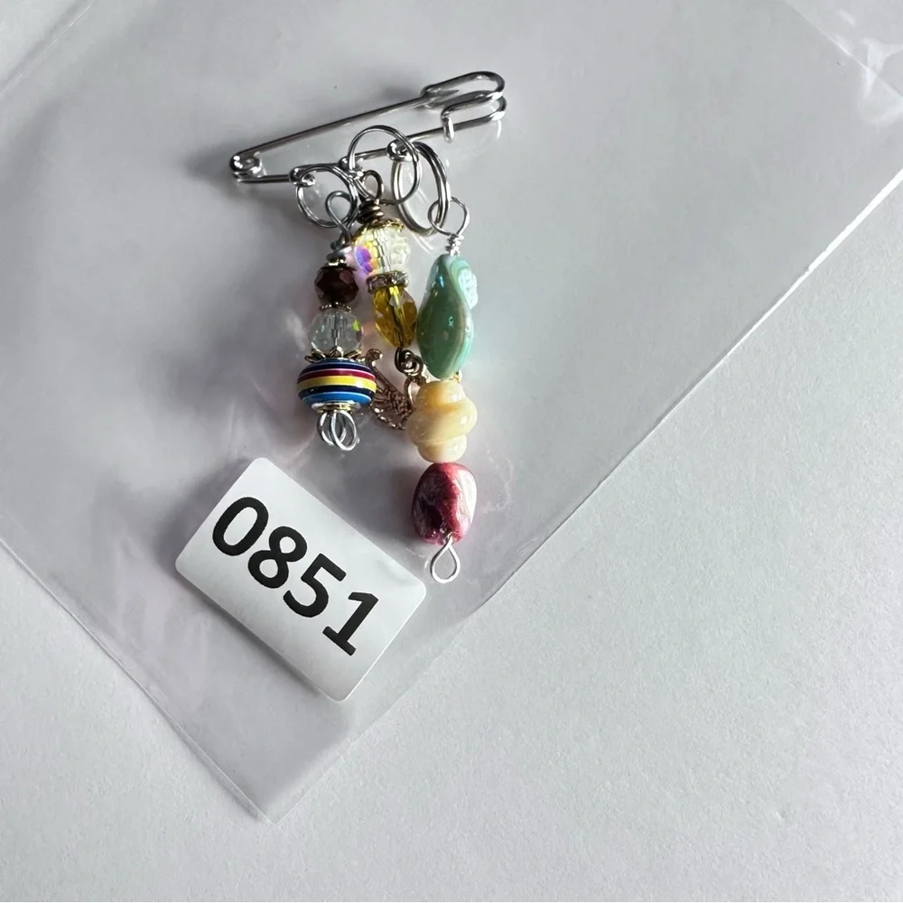 Brooch | Hand Crafted | Glass Beaded |  Pin Artisan Multicolor Wire-Wrapped OOAK